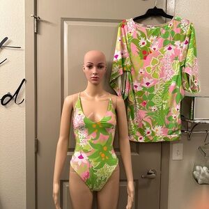 Trina Turk La Palma swimsuit and matching coverup.